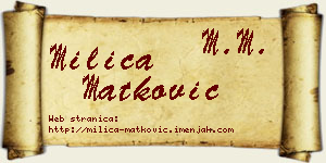 Milica Matković vizit kartica